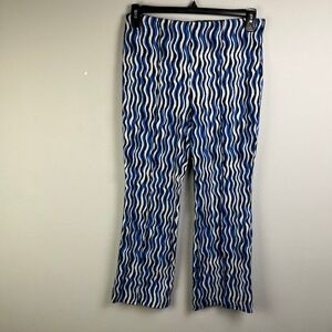 Maeve Anthropologie The Margot Pants Womens Small Blue Black Wavy Stripe cropped